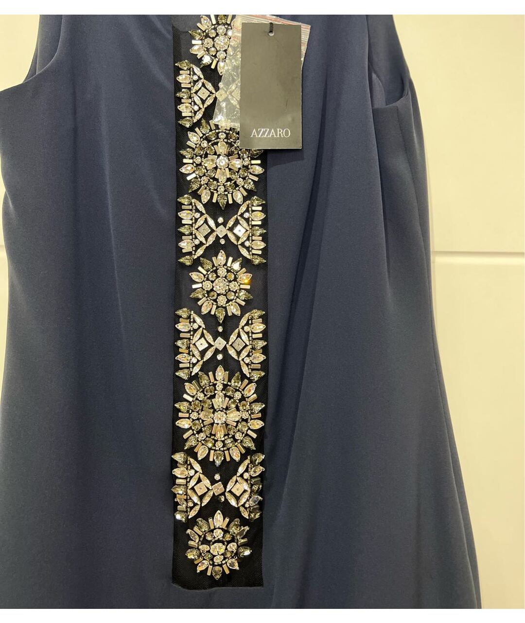 AZZARO Темно-синее шелковое повседневное платье, фото 3