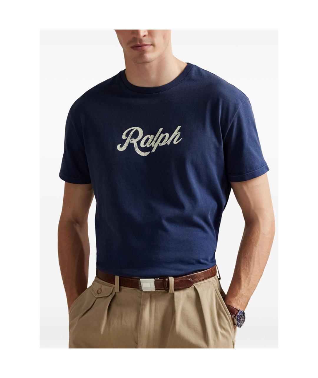RALPH LAUREN Темно-синяя хлопковая футболка, фото 2