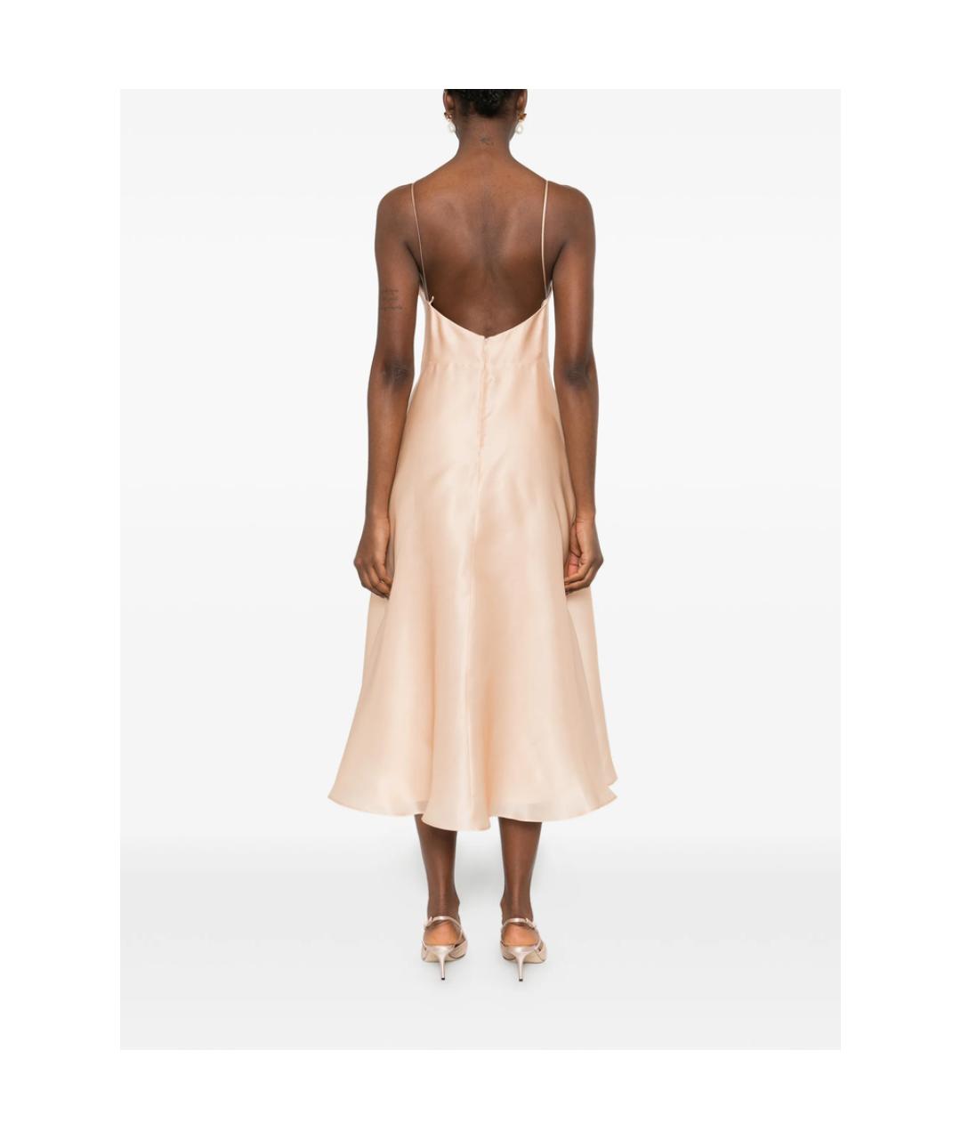 ALBERTA FERRETTI Розовое шелковое повседневное платье, фото 3