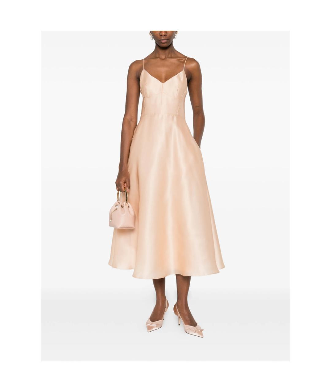 ALBERTA FERRETTI Розовое шелковое повседневное платье, фото 4