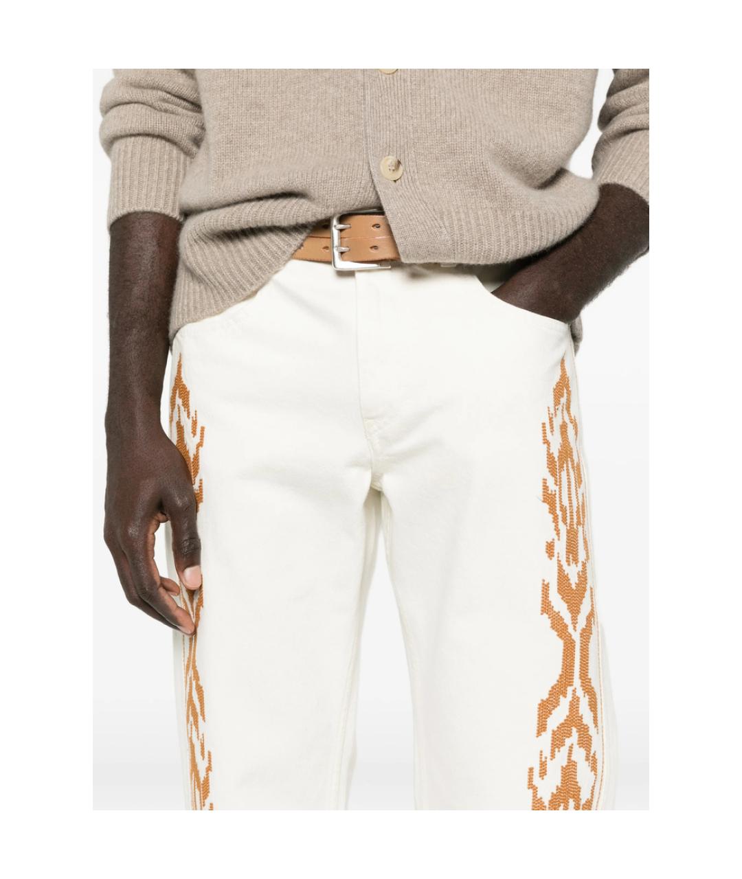 ISABEL MARANT Белые хлопковые прямые джинсы, фото 4
