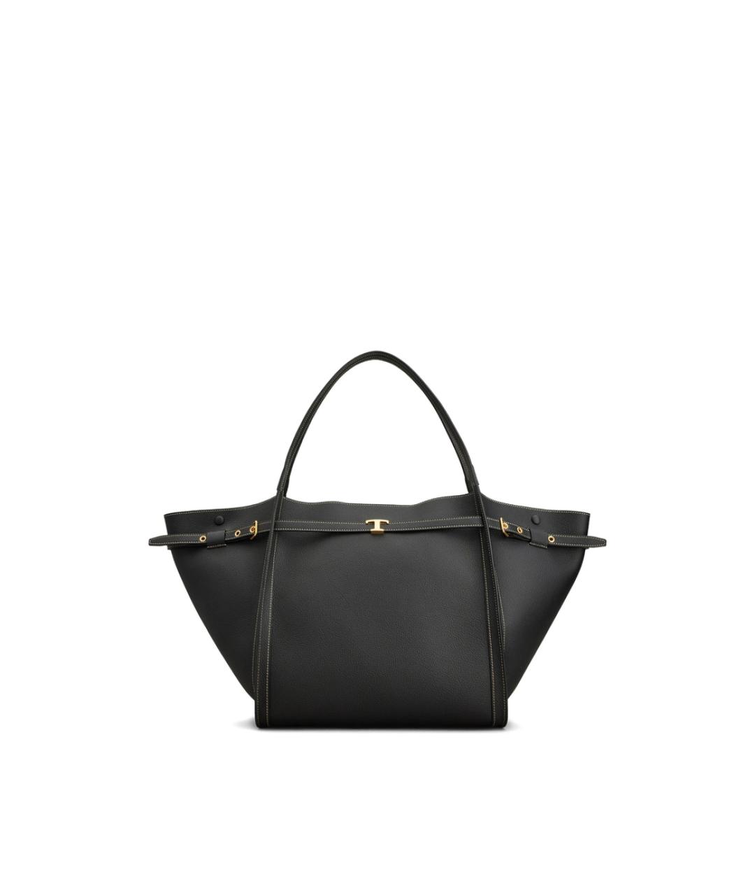 TOD'S Черная кожаная сумка тоут, фото 1