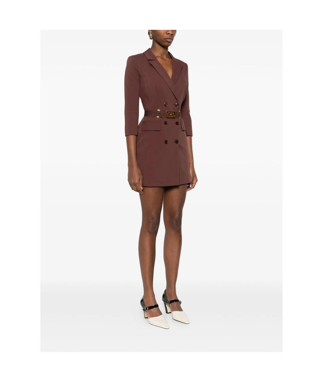 ELISABETTA FRANCHI Коричневое полиамидовое повседневное платье, фото 2