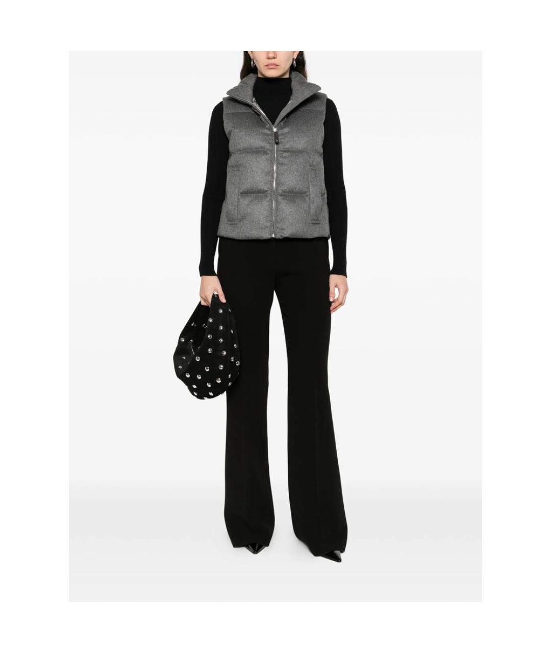 MAX MARA STUDIO Черные полиэстеровые прямые брюки, фото 3