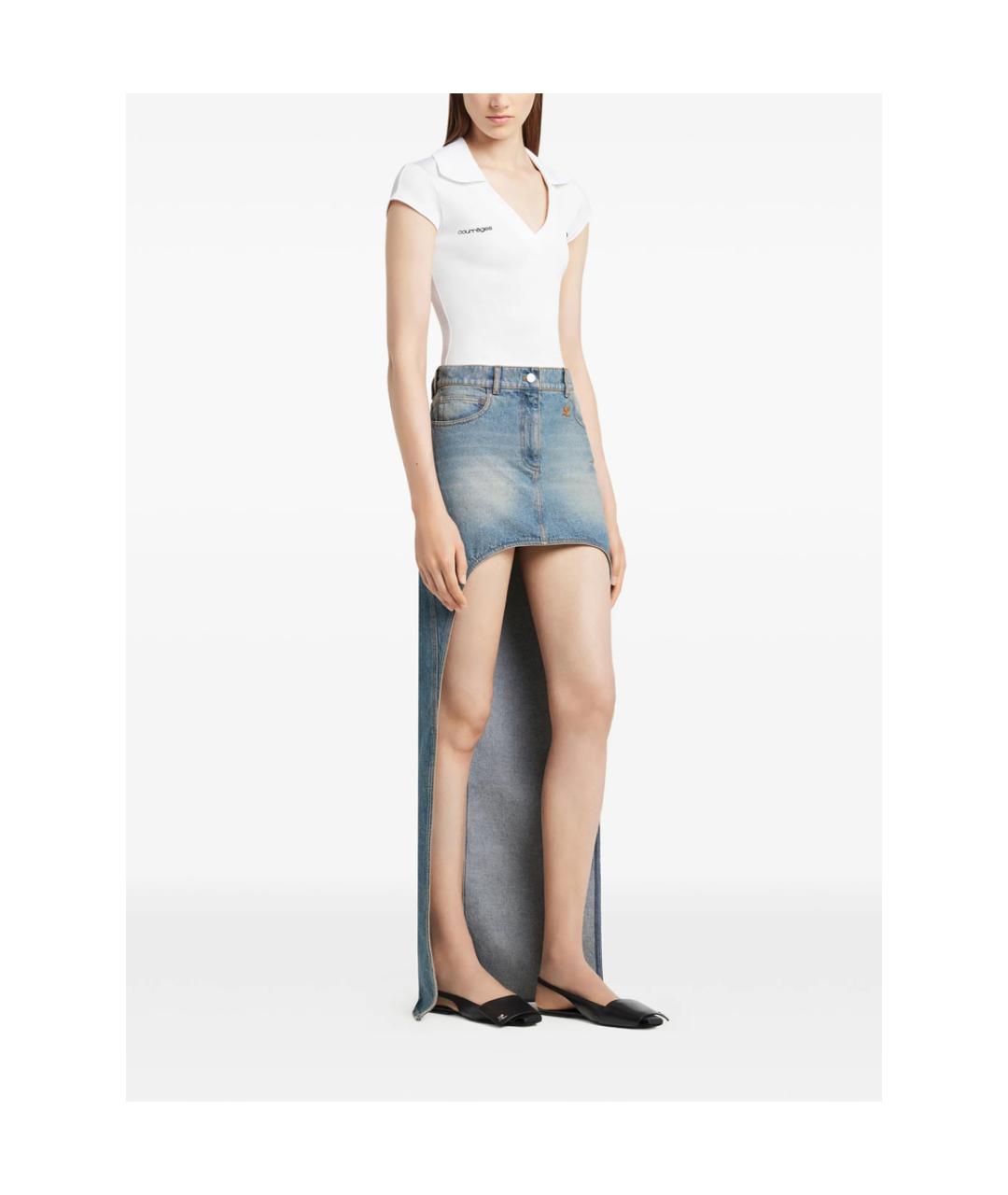 COURREGES Белая хлопковая футболка, фото 4