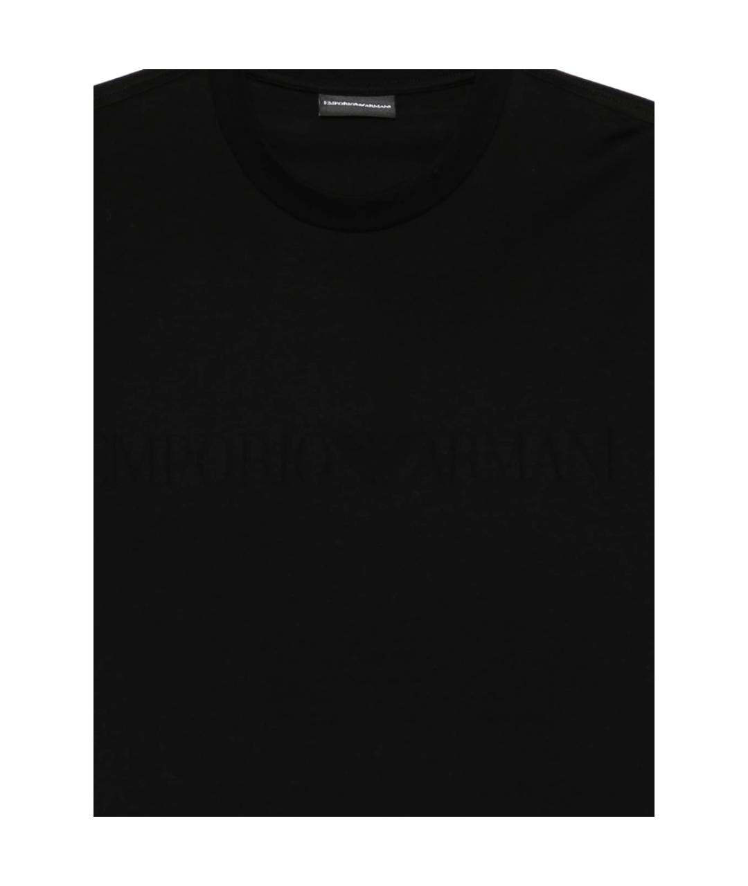 EMPORIO ARMANI Черная хлопковая футболка, фото 3