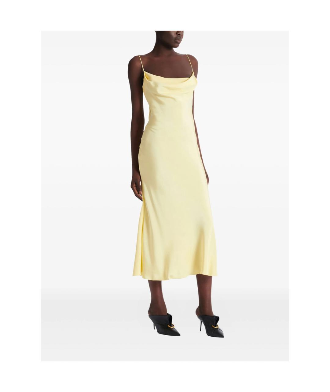 BALMAIN Желтое шелковое коктейльное платье, фото 3