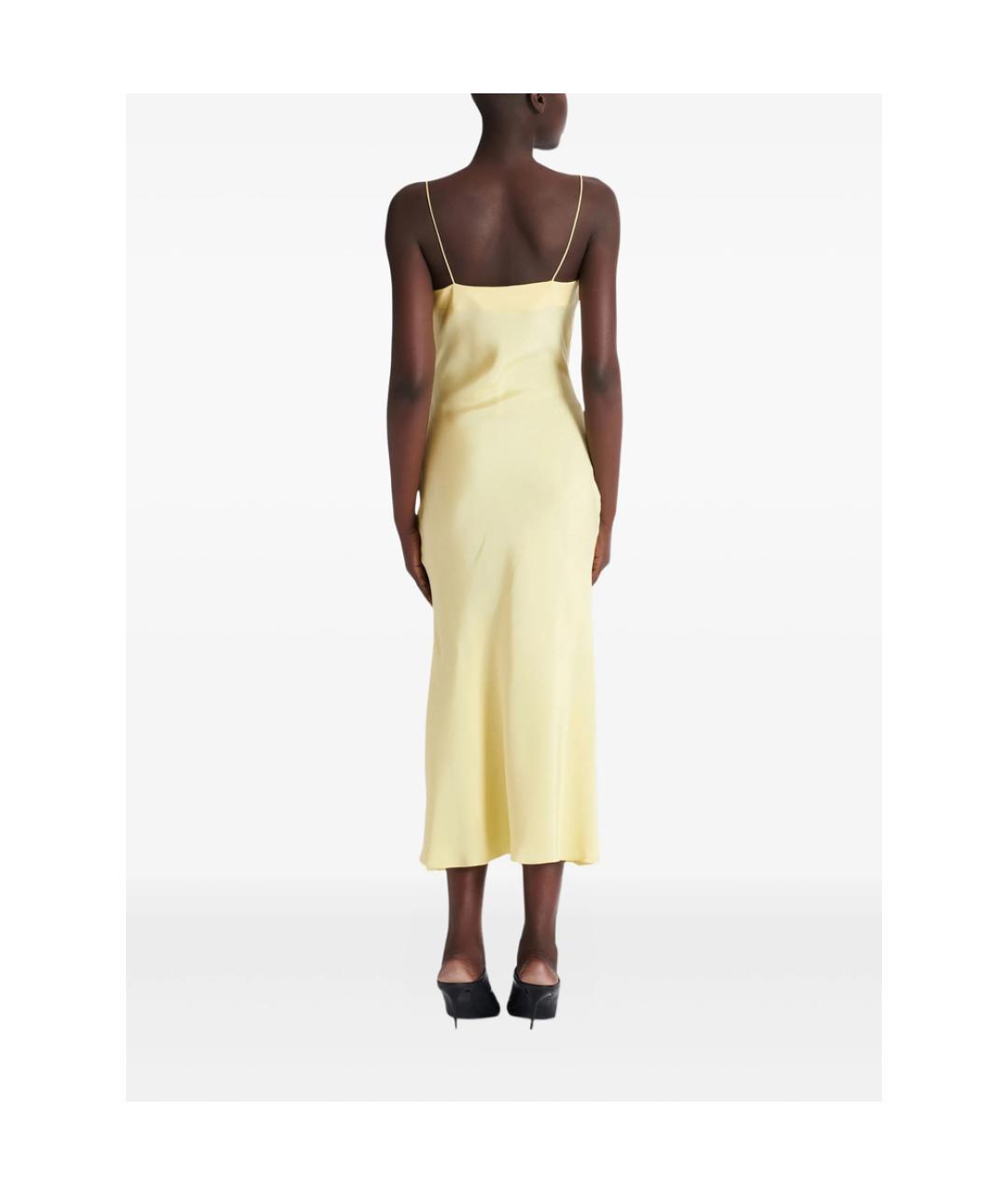 BALMAIN Желтое шелковое коктейльное платье, фото 4