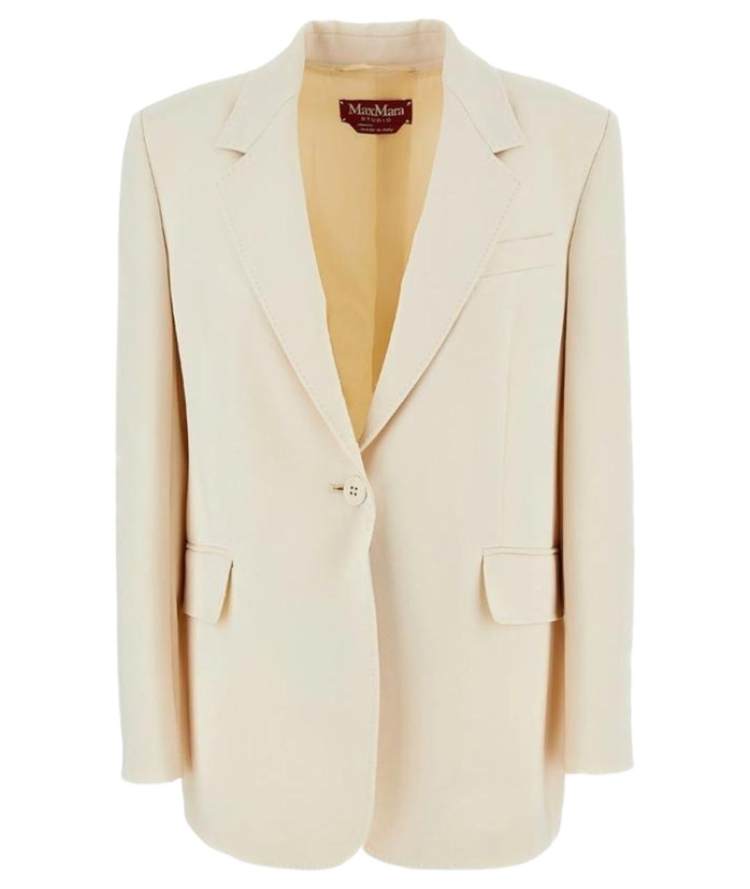 MAX MARA STUDIO Бежевый полиэстеровый жакет/пиджак, фото 1