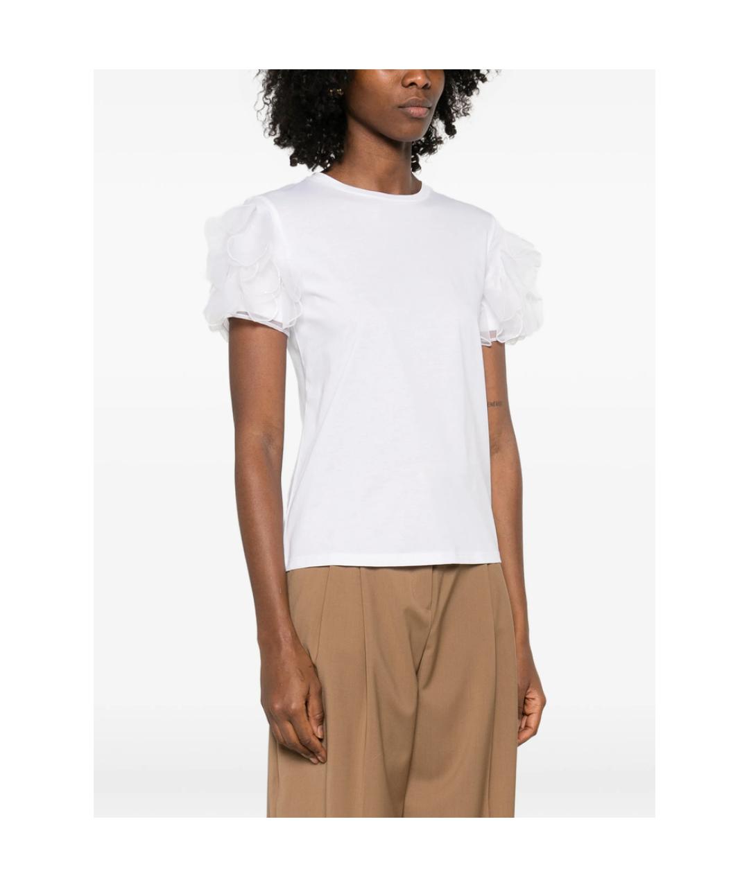 MAX MARA STUDIO Белая хлопковая футболка, фото 4