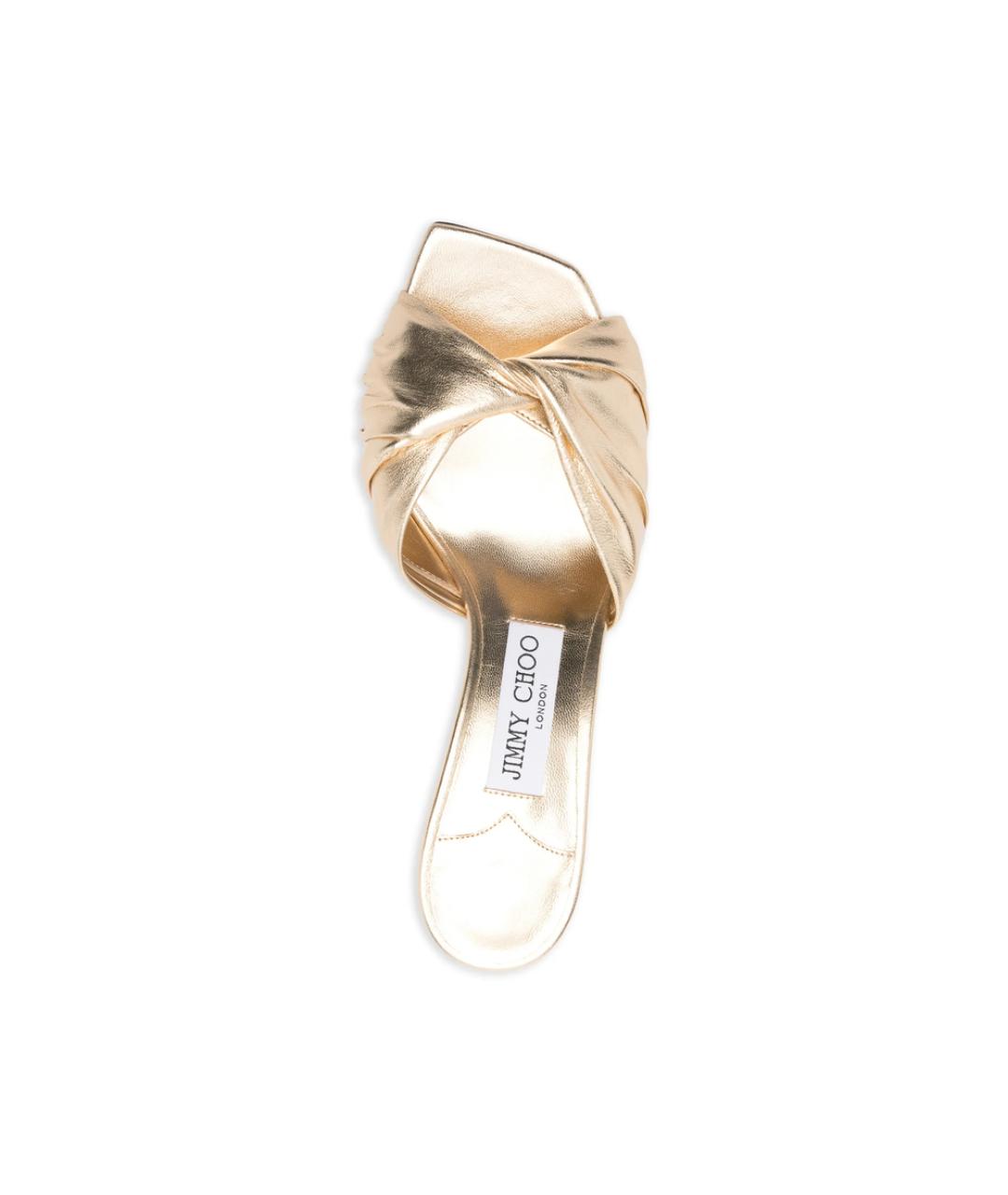 JIMMY CHOO Золотые кожаные мюли, фото 4
