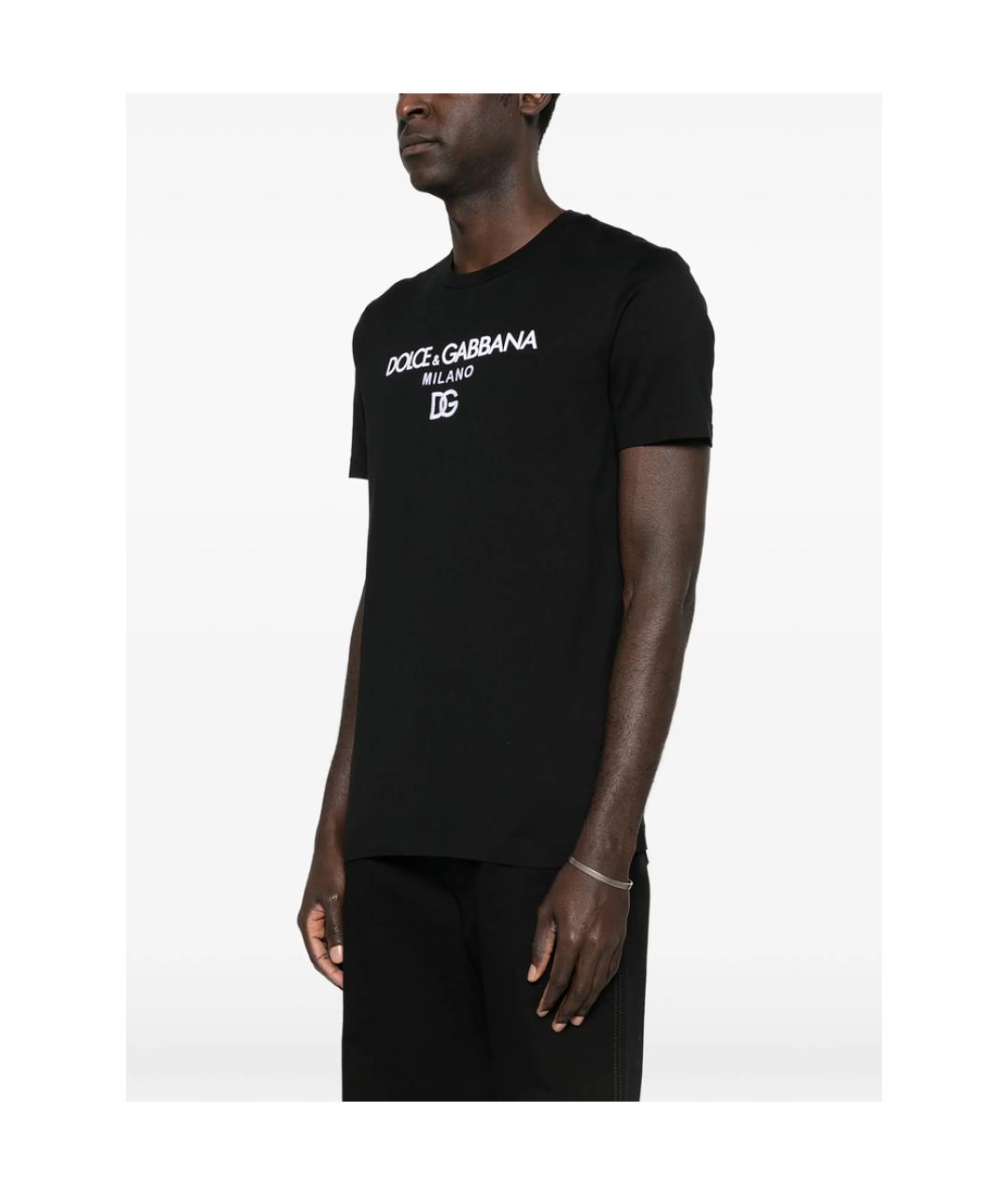 DOLCE&GABBANA Черная хлопковая футболка, фото 4