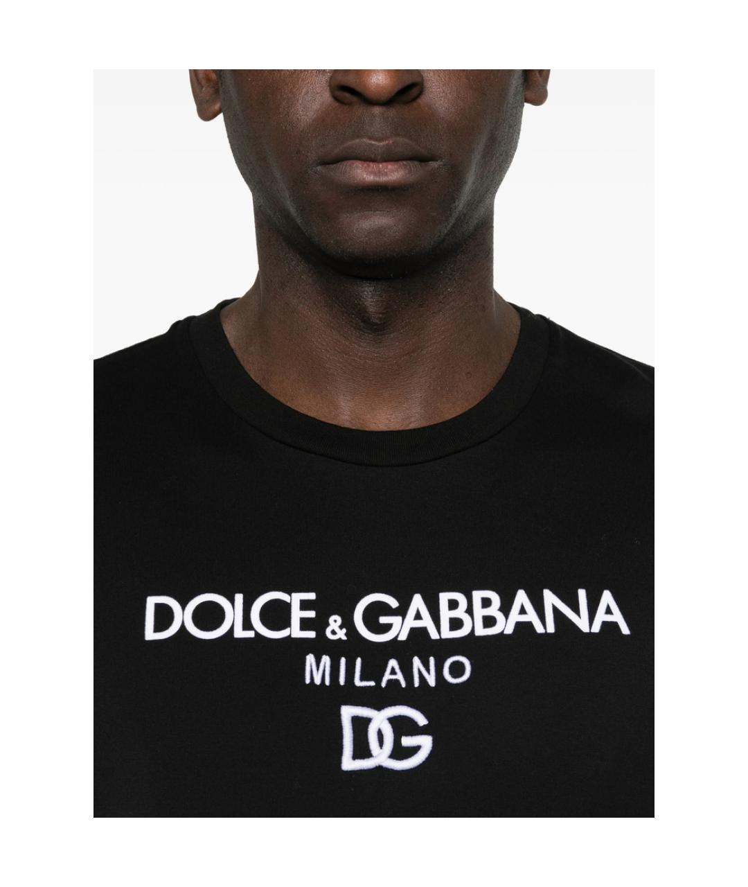 DOLCE&GABBANA Черная хлопковая футболка, фото 3