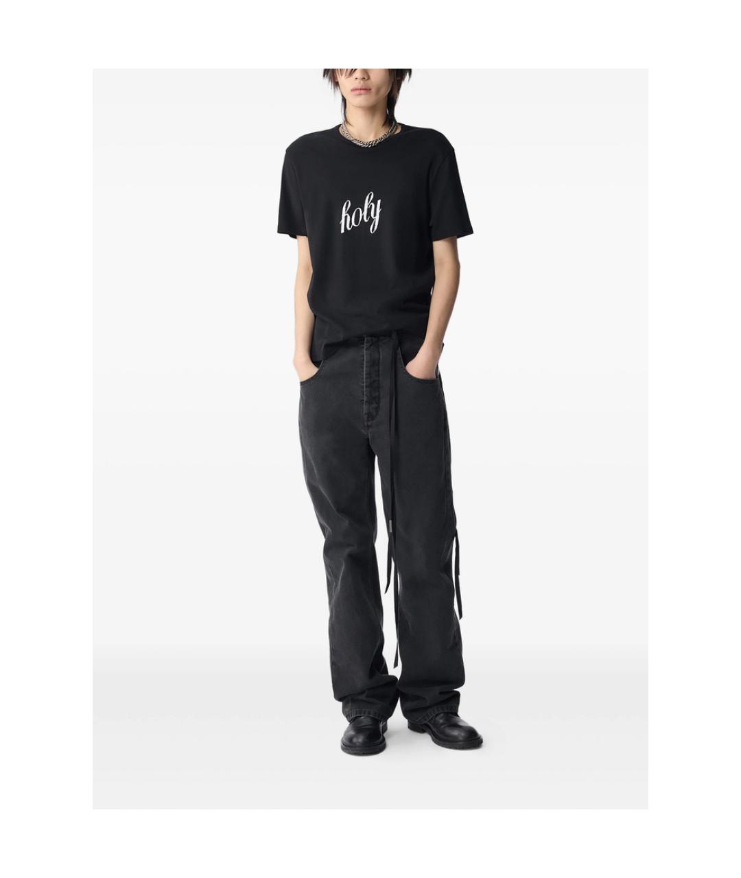 ANN DEMEULEMEESTER Черная хлопковая футболка, фото 3