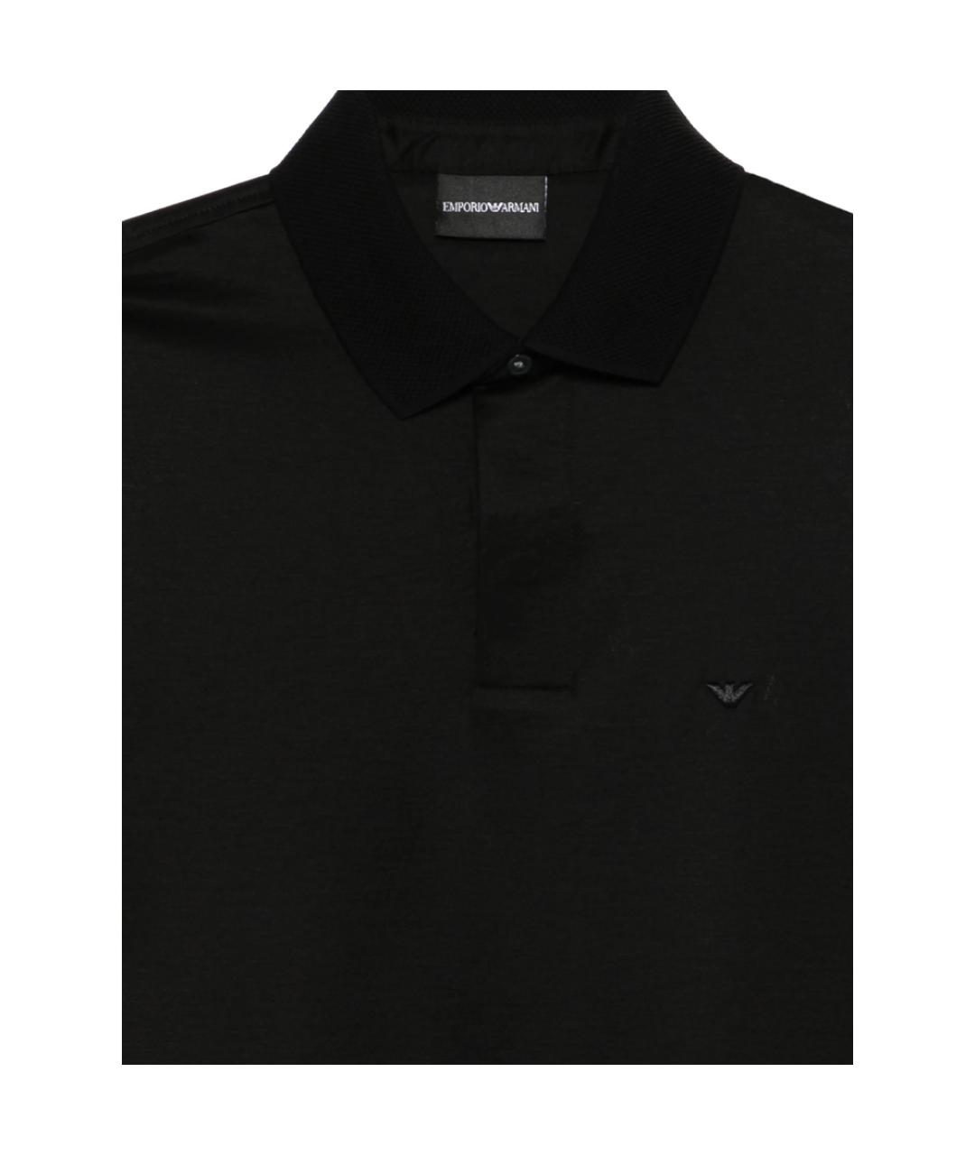EMPORIO ARMANI Черное хлопковое поло с коротким рукавом, фото 3