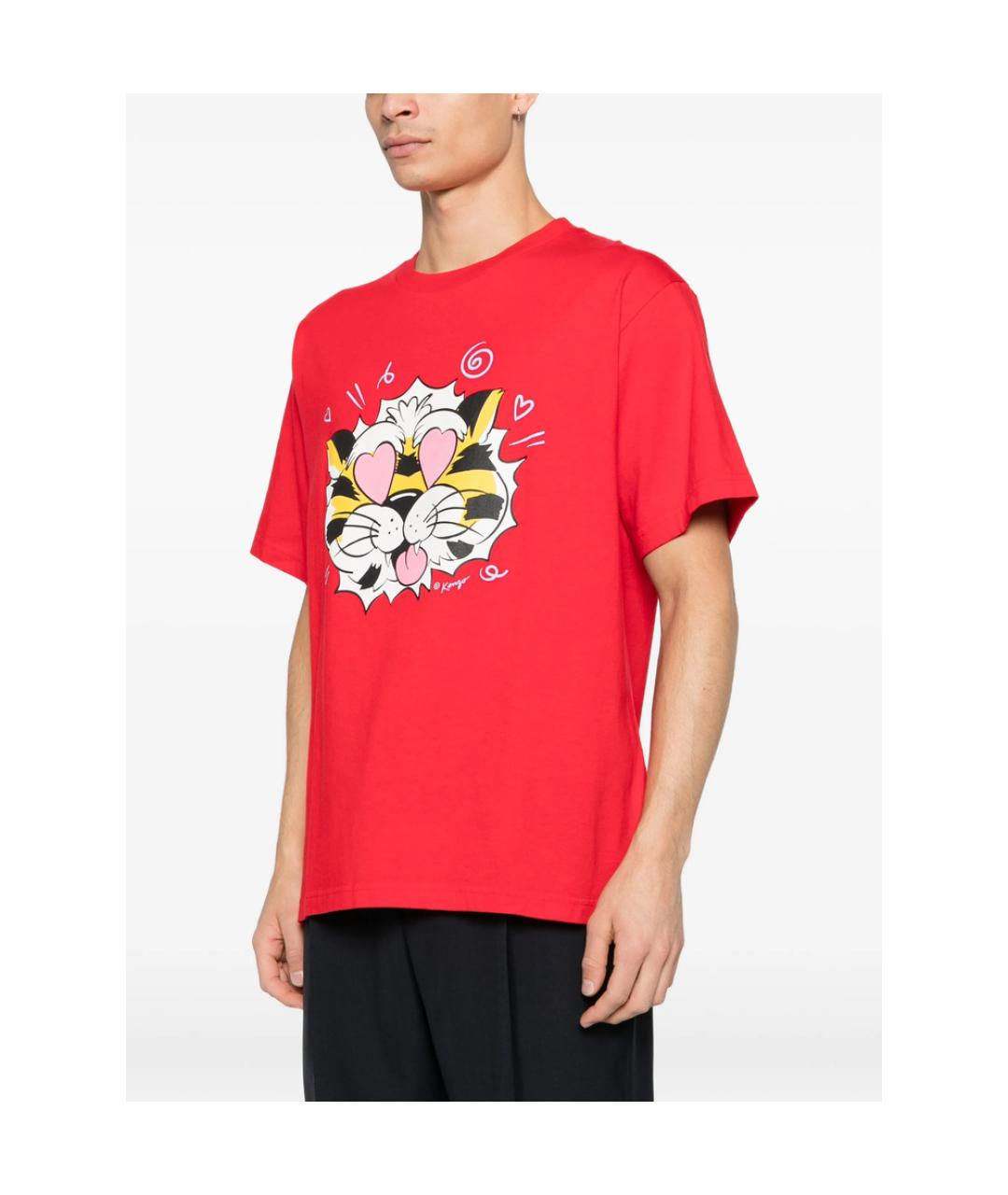 KENZO Красная хлопковая футболка, фото 4