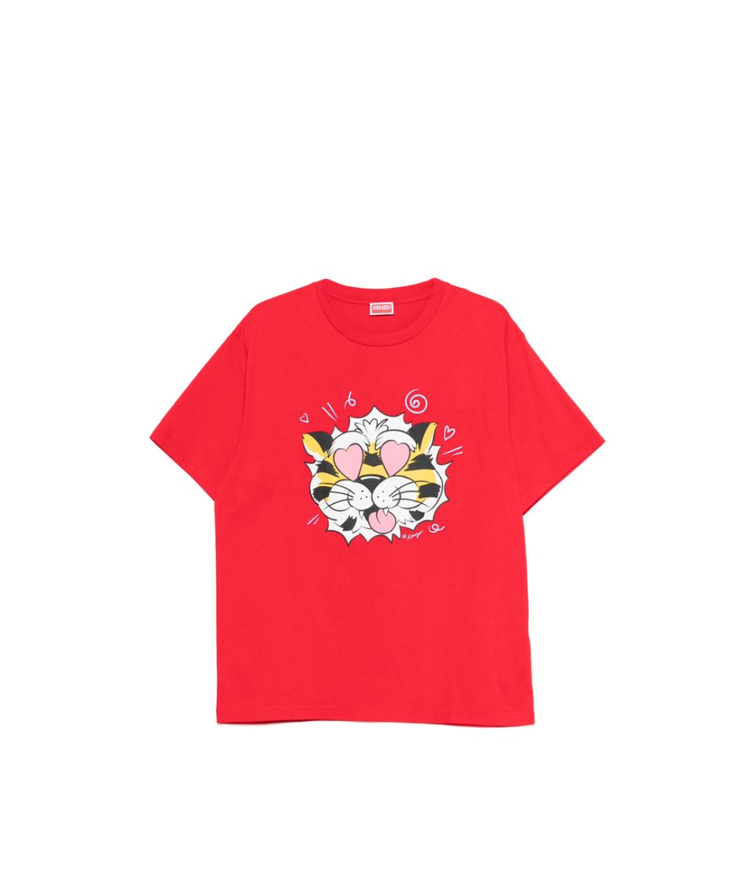 KENZO Красная хлопковая футболка, фото 6