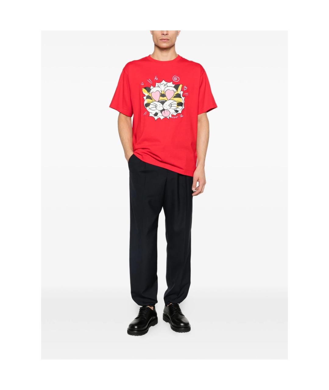 KENZO Красная хлопковая футболка, фото 3
