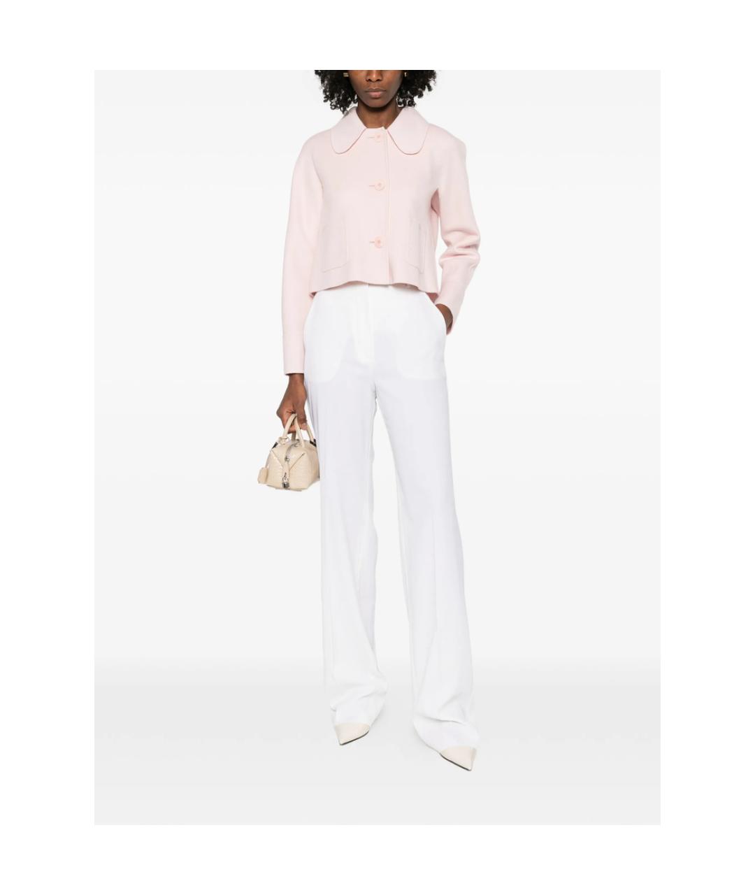 MAX MARA STUDIO Белые шерстяные прямые брюки, фото 2