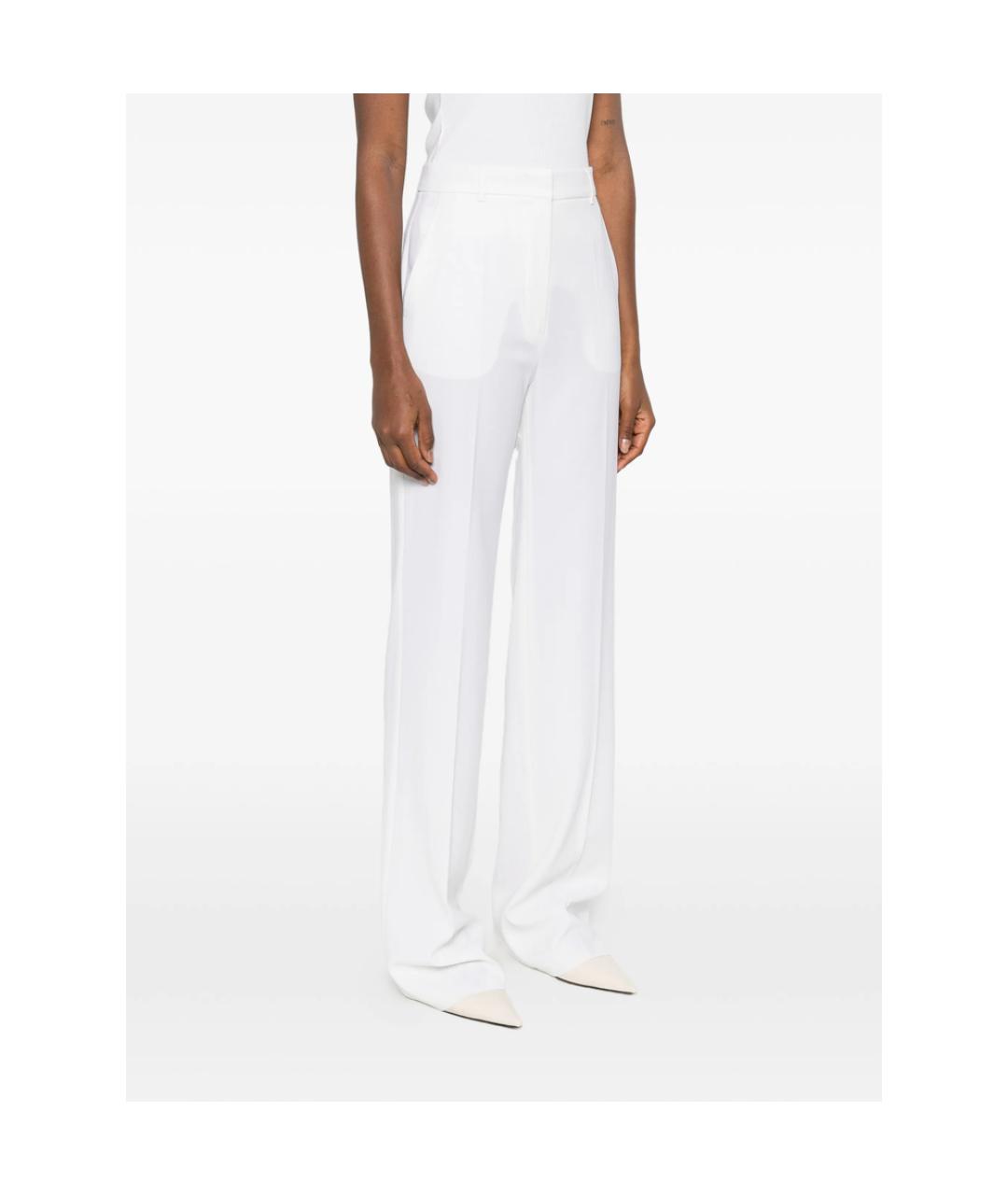 MAX MARA STUDIO Белые шерстяные прямые брюки, фото 3