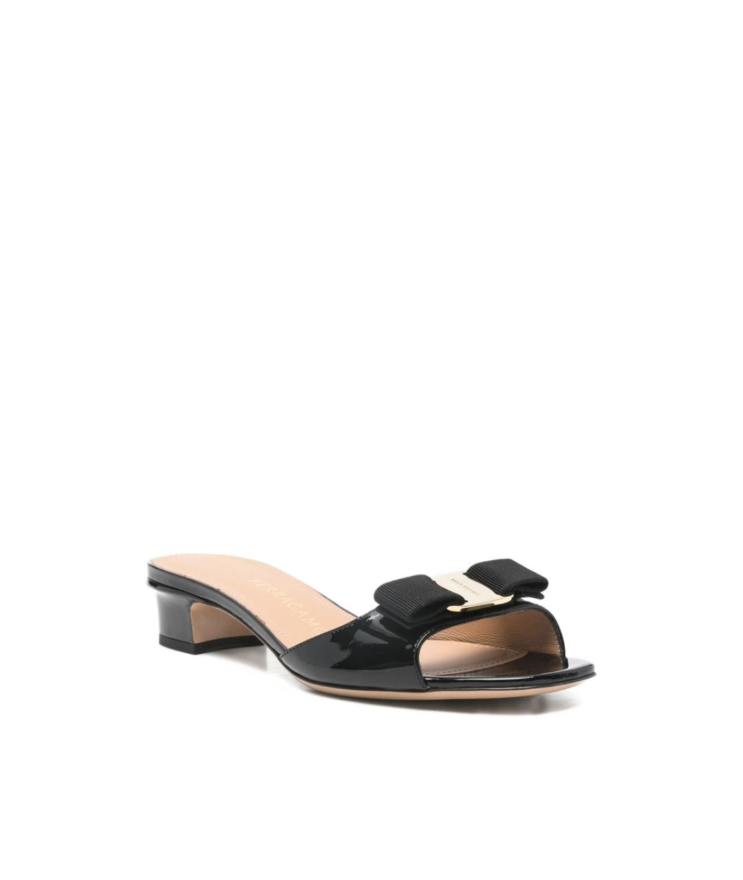 FERRAGAMO Черные кожаные мюли, фото 4