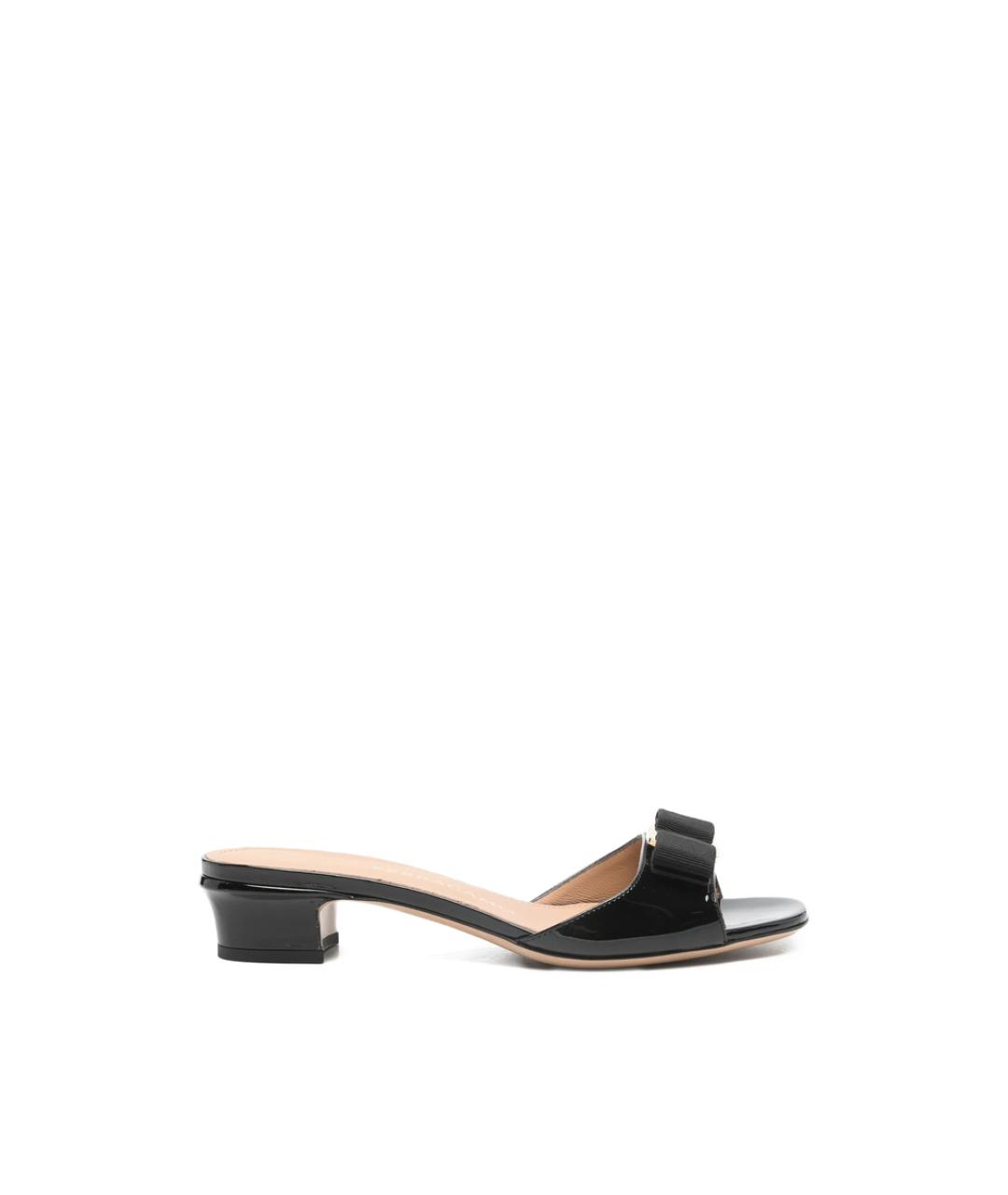 FERRAGAMO Черные кожаные мюли, фото 1