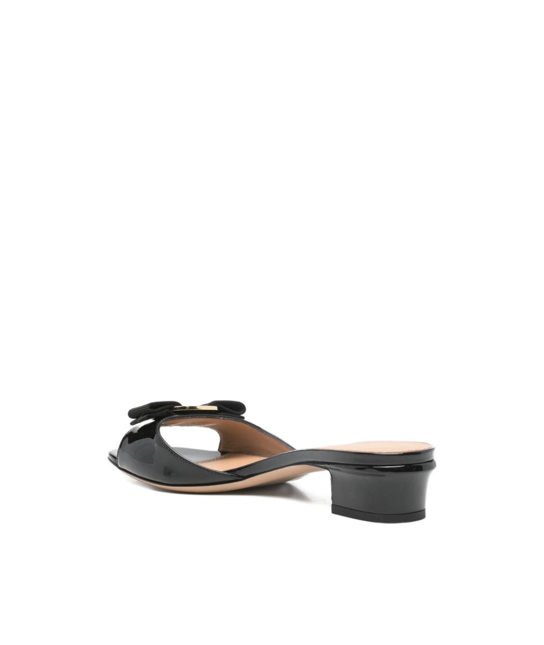 FERRAGAMO Черные кожаные мюли, фото 2