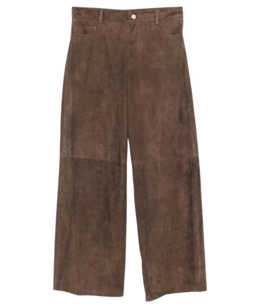 'S MAX MARA Коричневые замшевые прямые брюки, фото 1