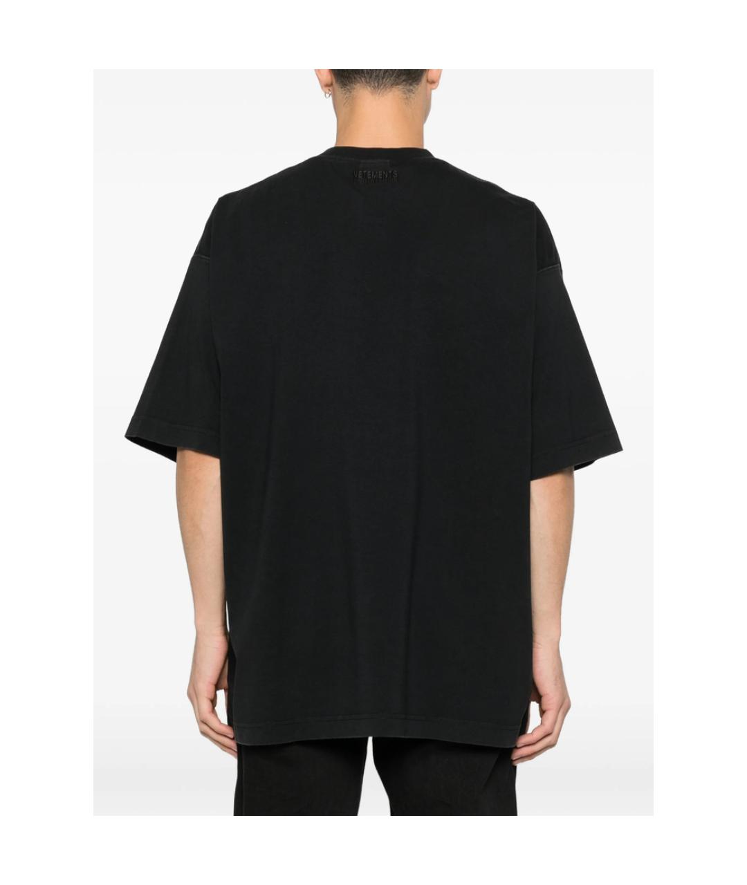 VETEMENTS Черная хлопковая футболка, фото 5