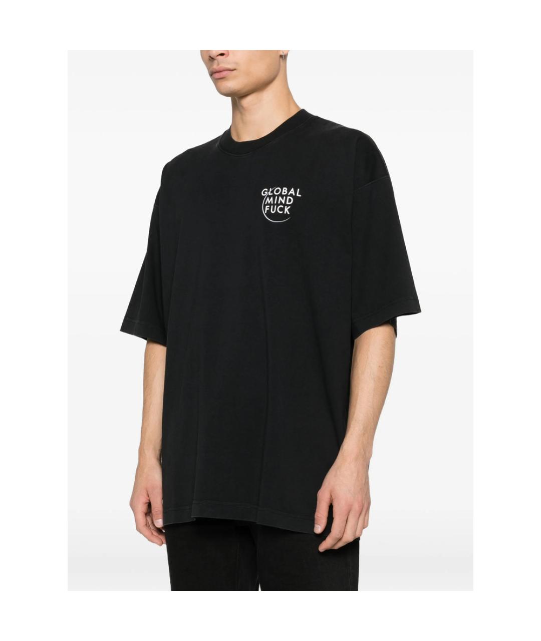 VETEMENTS Черная хлопковая футболка, фото 2