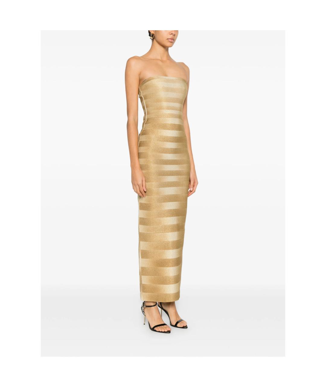 HERVE LEGER Золотое вечернее платье, фото 3
