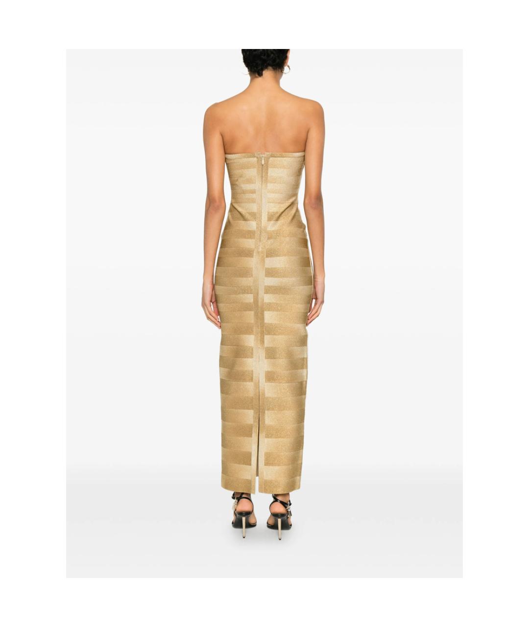 HERVE LEGER Золотое вечернее платье, фото 5