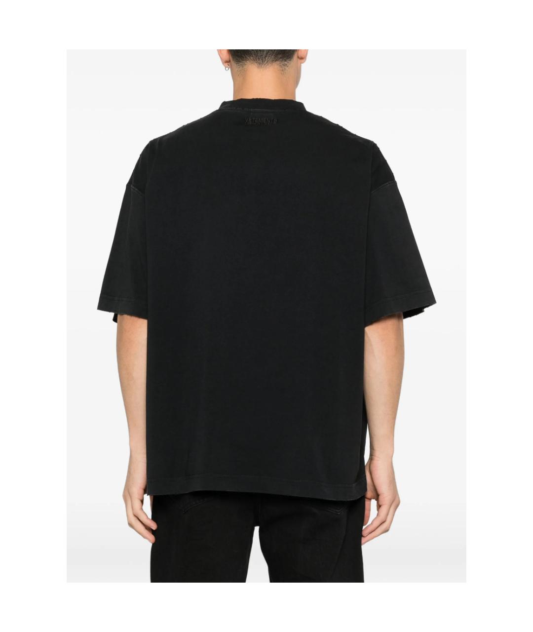VETEMENTS Черная хлопковая футболка, фото 3
