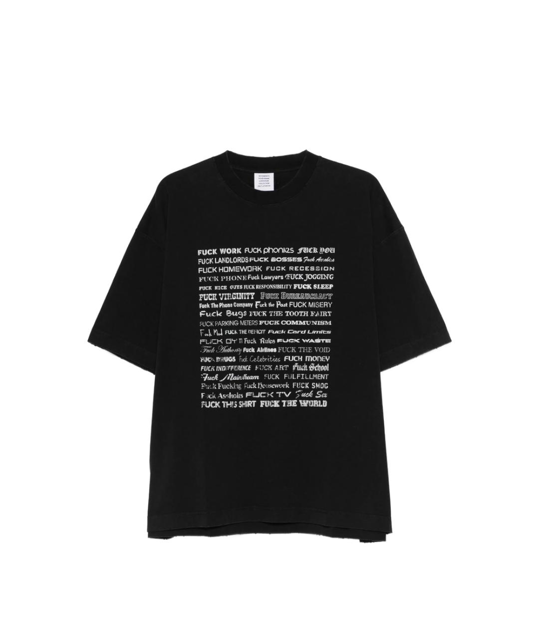 VETEMENTS Черная хлопковая футболка, фото 1