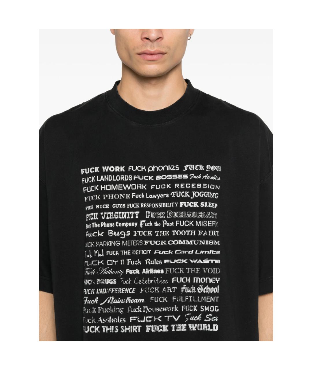 VETEMENTS Черная хлопковая футболка, фото 2