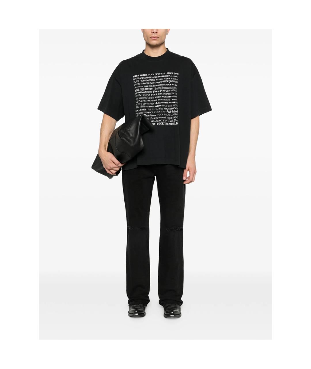 VETEMENTS Черная хлопковая футболка, фото 5
