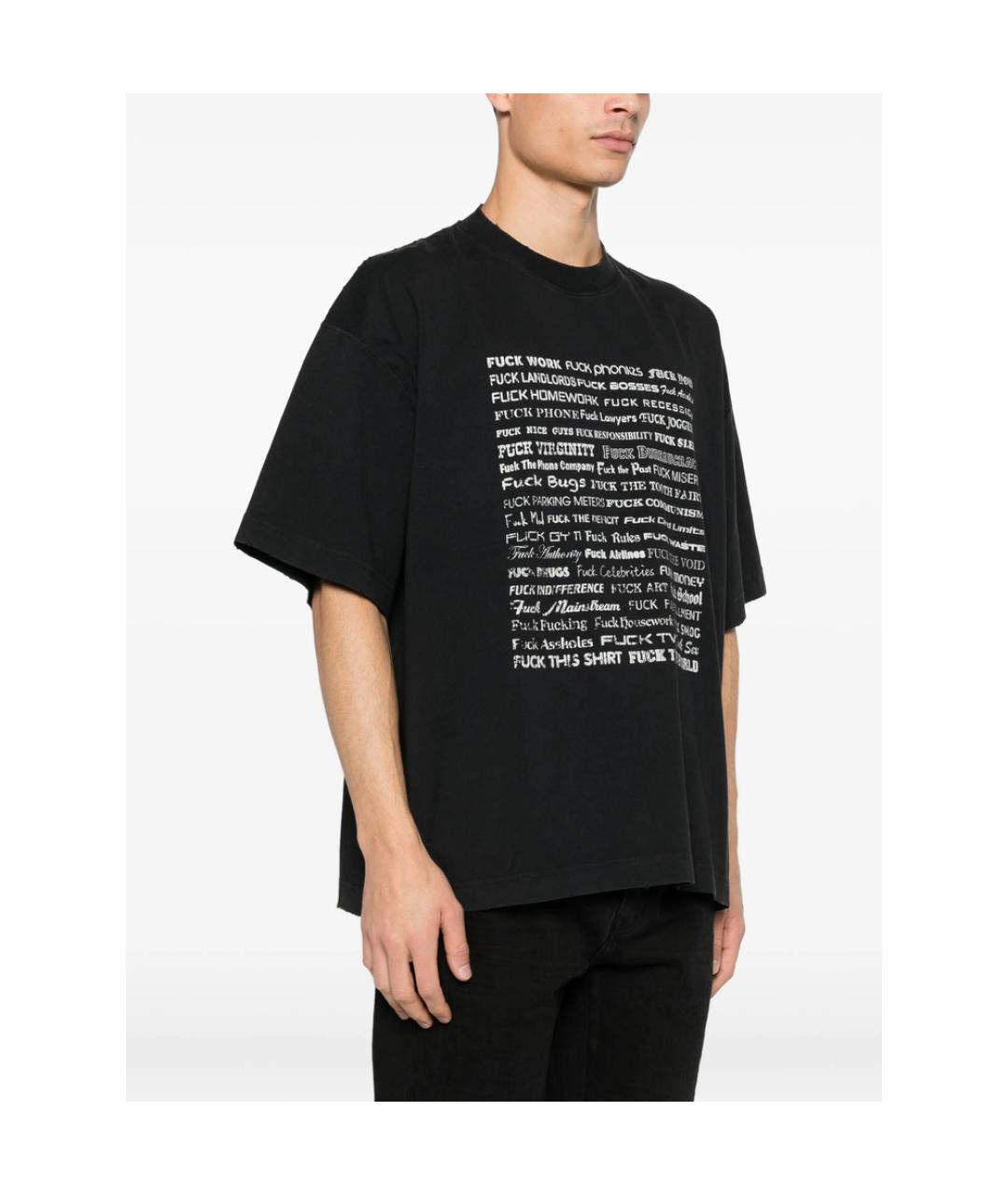 VETEMENTS Черная хлопковая футболка, фото 4