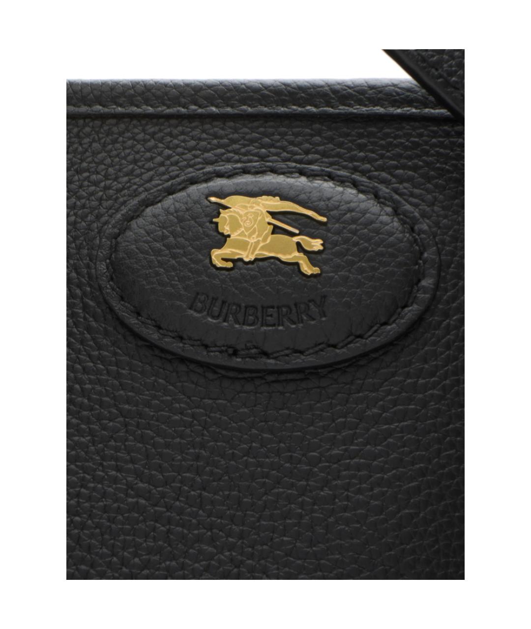 BURBERRY Черная кожаная сумка тоут, фото 3