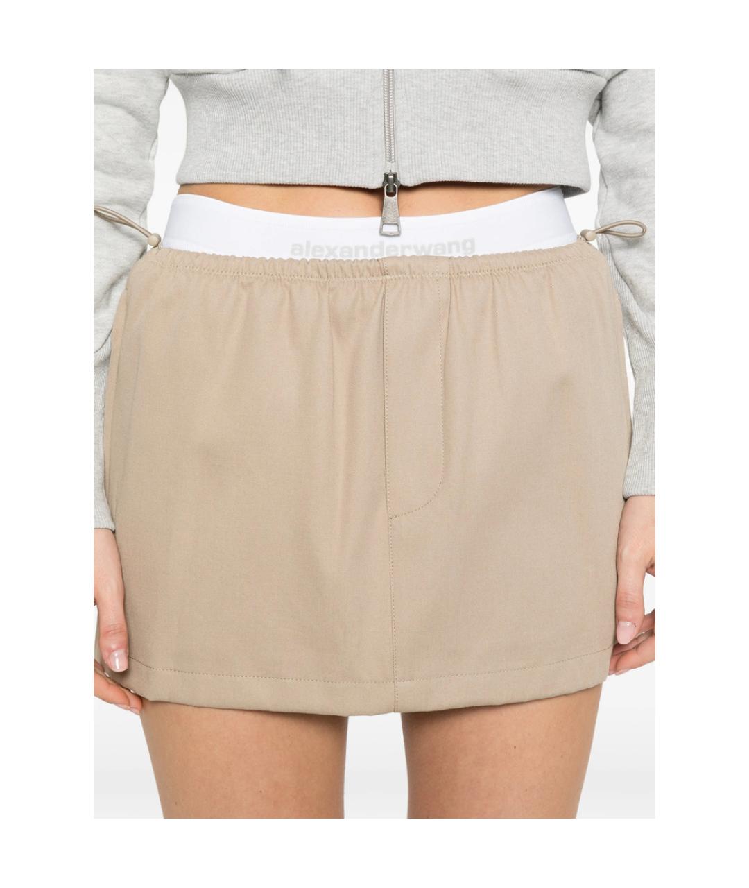 ALEXANDER WANG Бежевая хлопковая юбка мини, фото 3