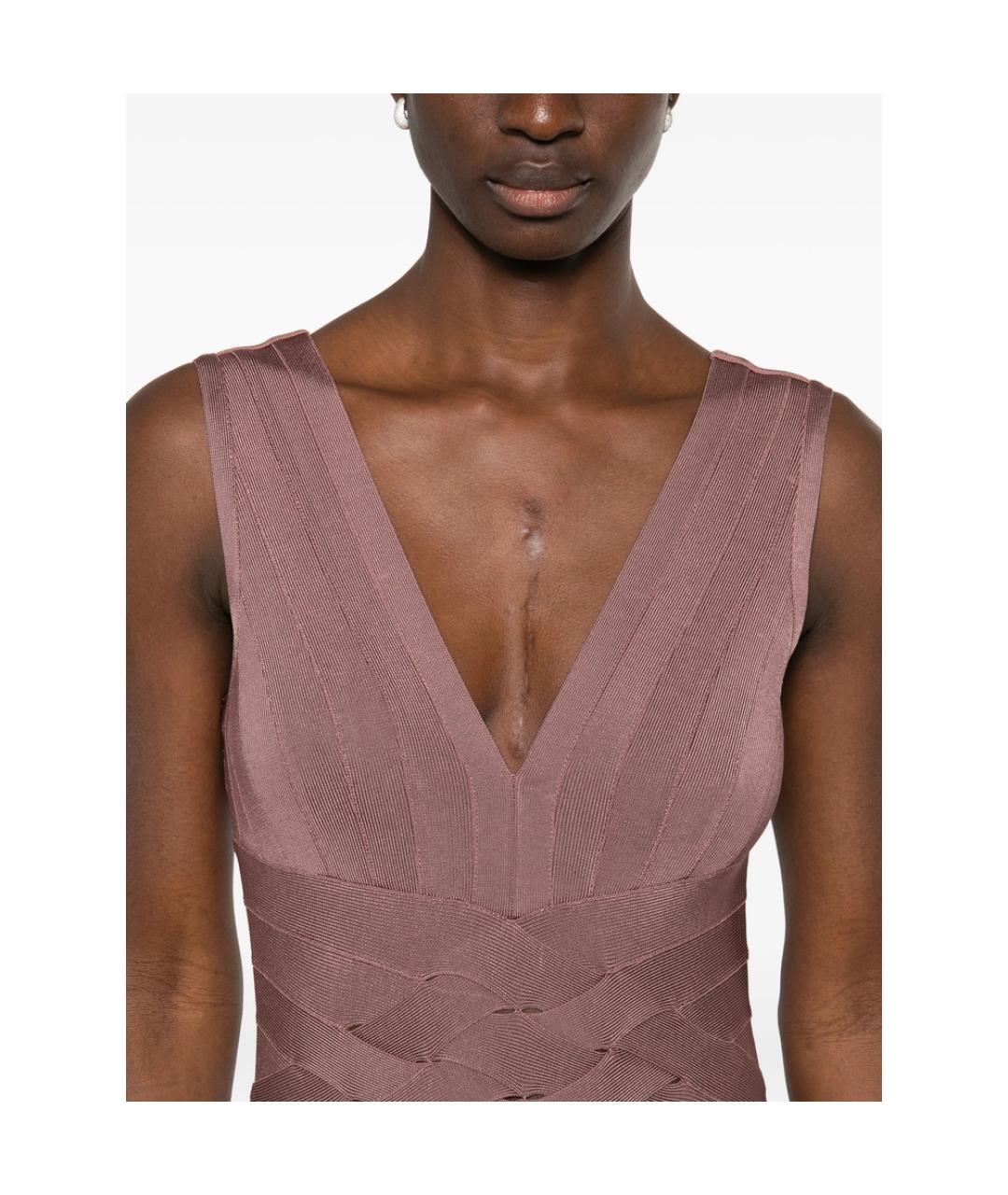 HERVE LEGER Розовое полиамидовое коктейльное платье, фото 5