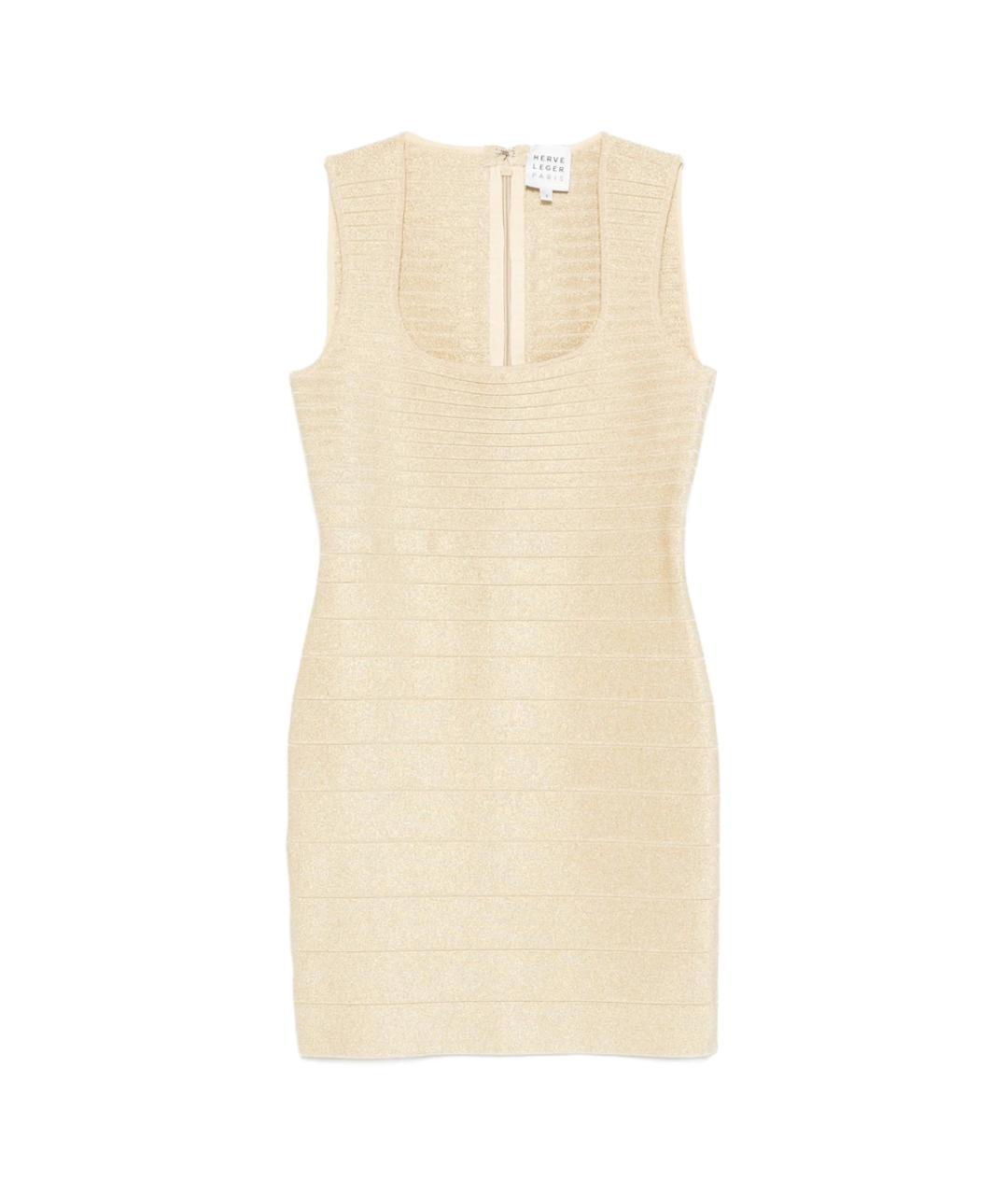 HERVE LEGER Золотое коктейльное платье, фото 1