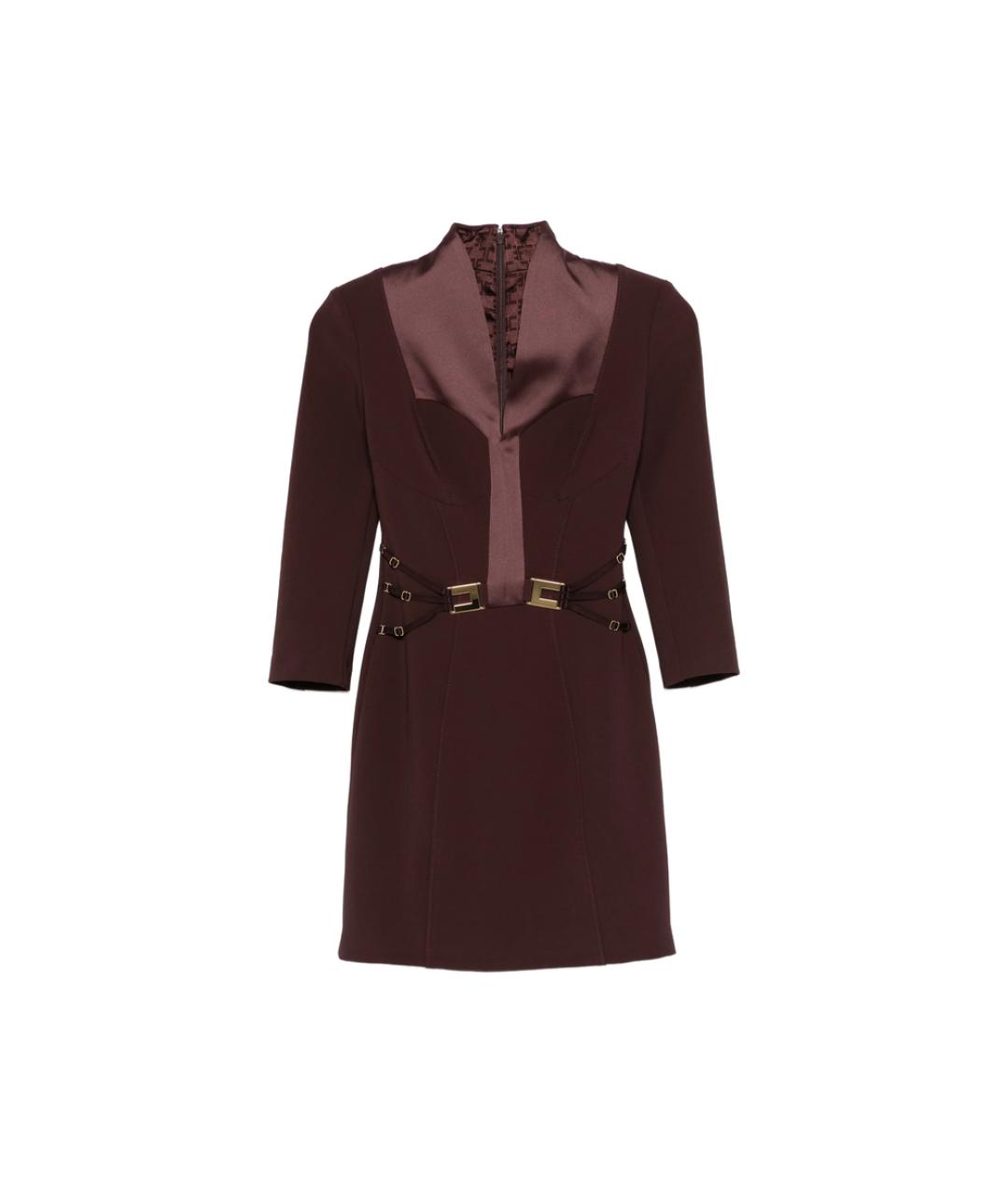 ELISABETTA FRANCHI Коричневое полиэстеровое повседневное платье, фото 1