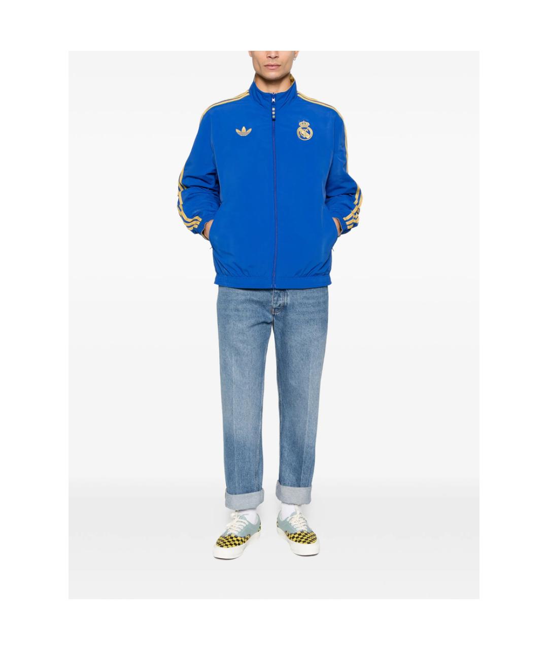 ADIDAS Синяя полиэстеровая спортивная куртка, фото 4