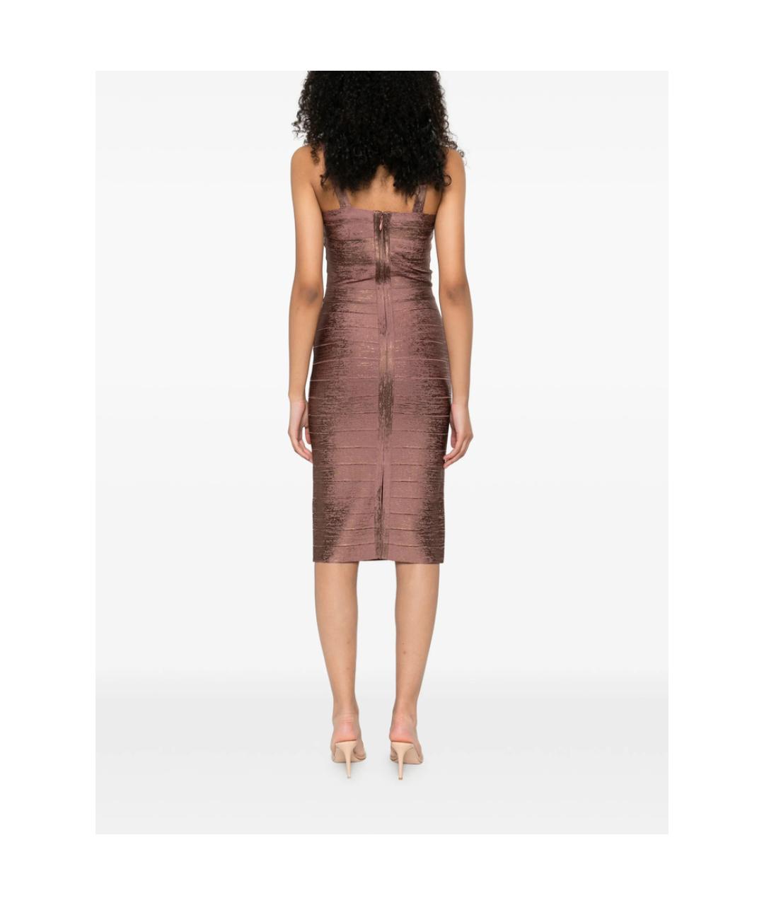 HERVE LEGER Розовое креповое коктейльное платье, фото 5