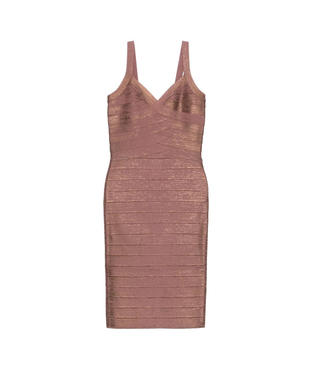 HERVE LEGER Розовое креповое коктейльное платье, фото 1