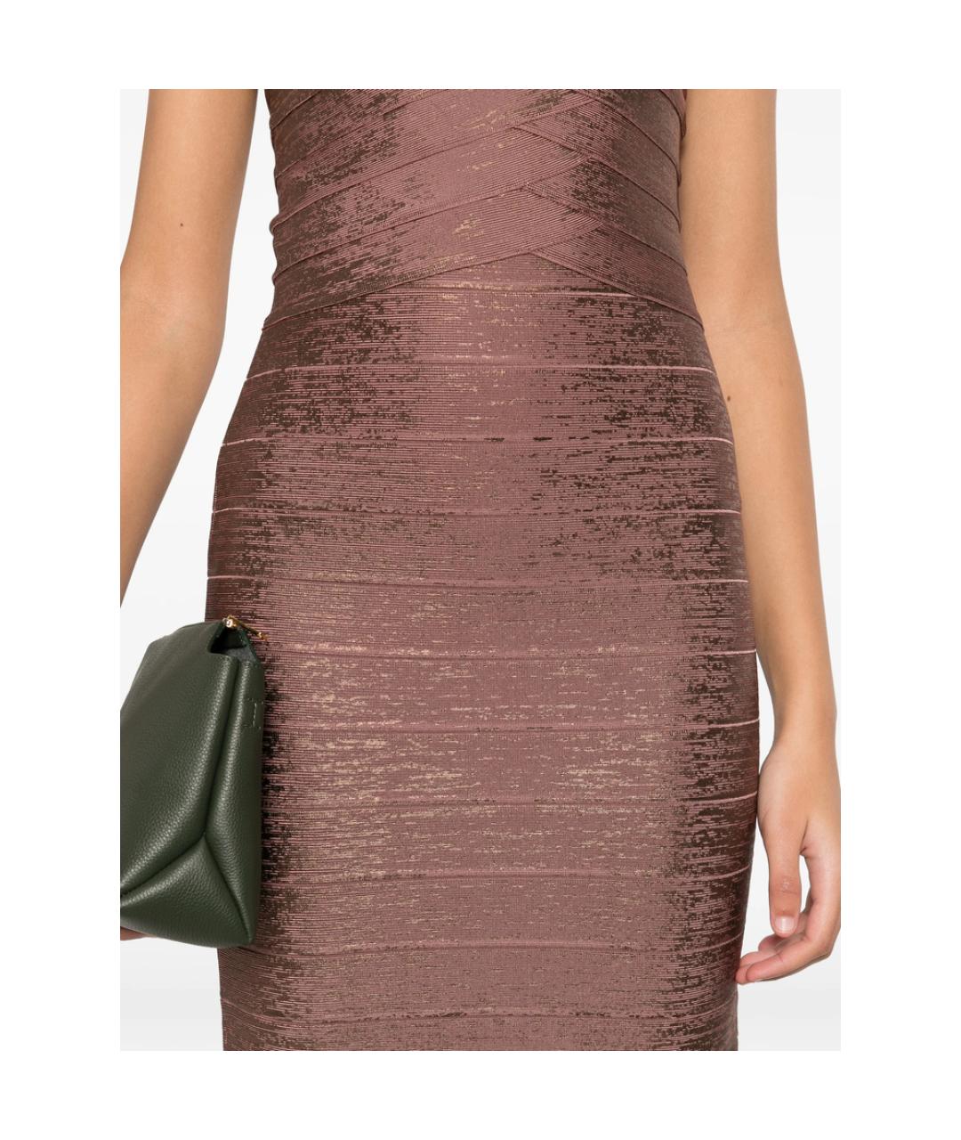HERVE LEGER Розовое креповое коктейльное платье, фото 2