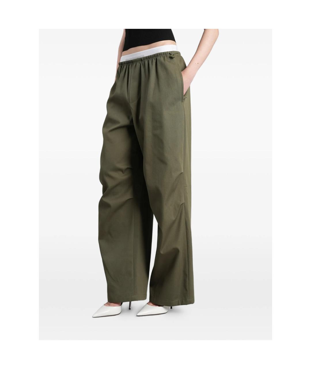 ALEXANDER WANG Зеленые хлопковые брюки широкие, фото 2