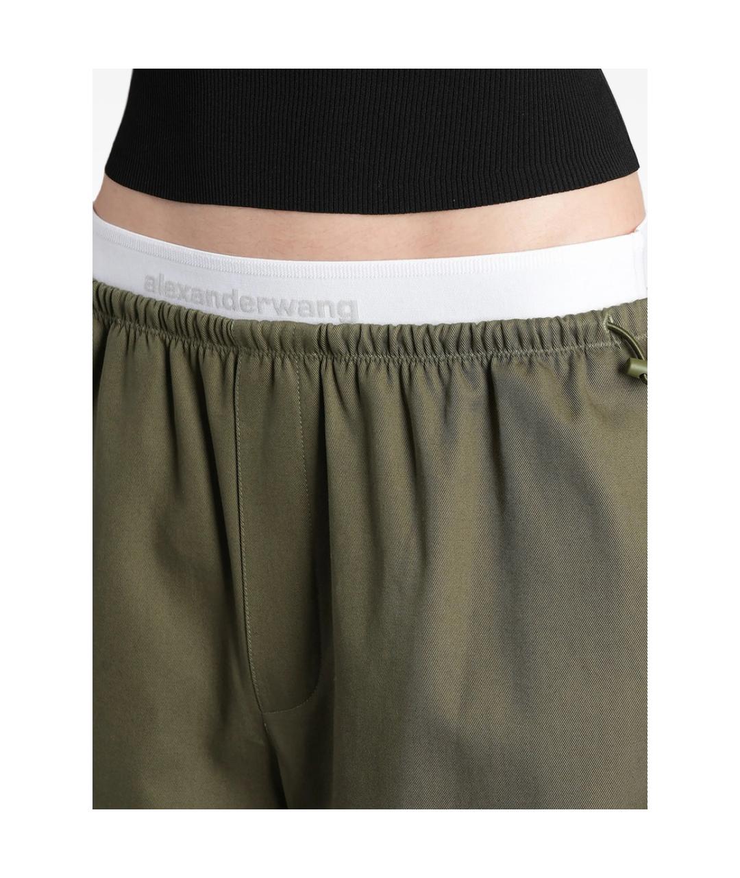 ALEXANDER WANG Зеленые хлопковые брюки широкие, фото 4