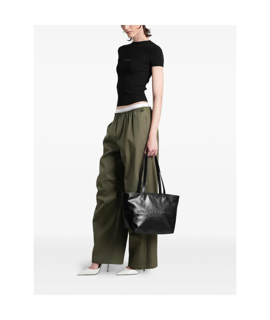ALEXANDER WANG Зеленые хлопковые брюки широкие, фото 3