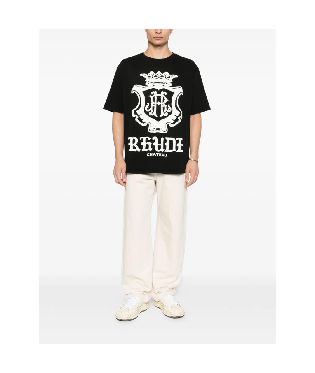 RHUDE Черная хлопковая футболка, фото 3